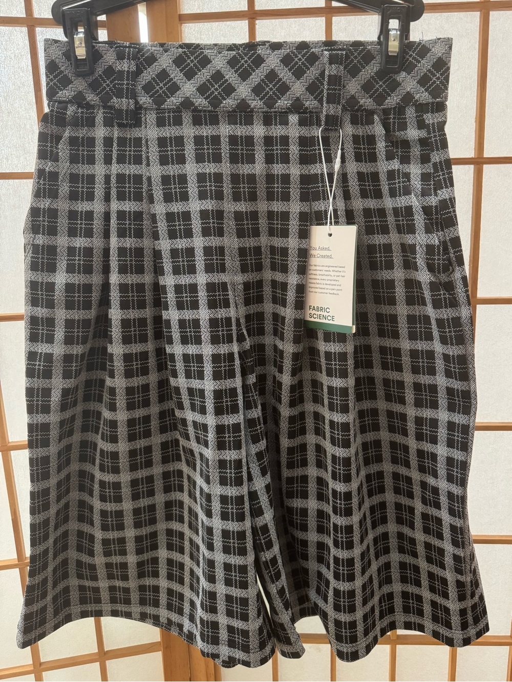 NWT Halara High Waisted Baggy Black & White Plaid Work Shorts W/Pockets Size XS